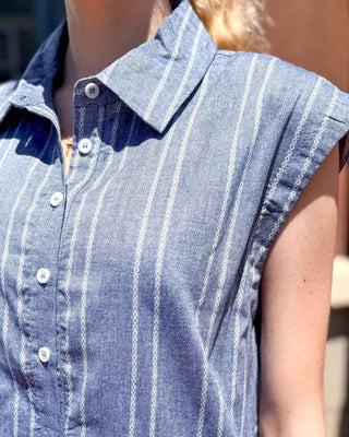 ee:some Striped Denim Mini Shirt Dress with Side Pockets - Shopbluemoonbentonville