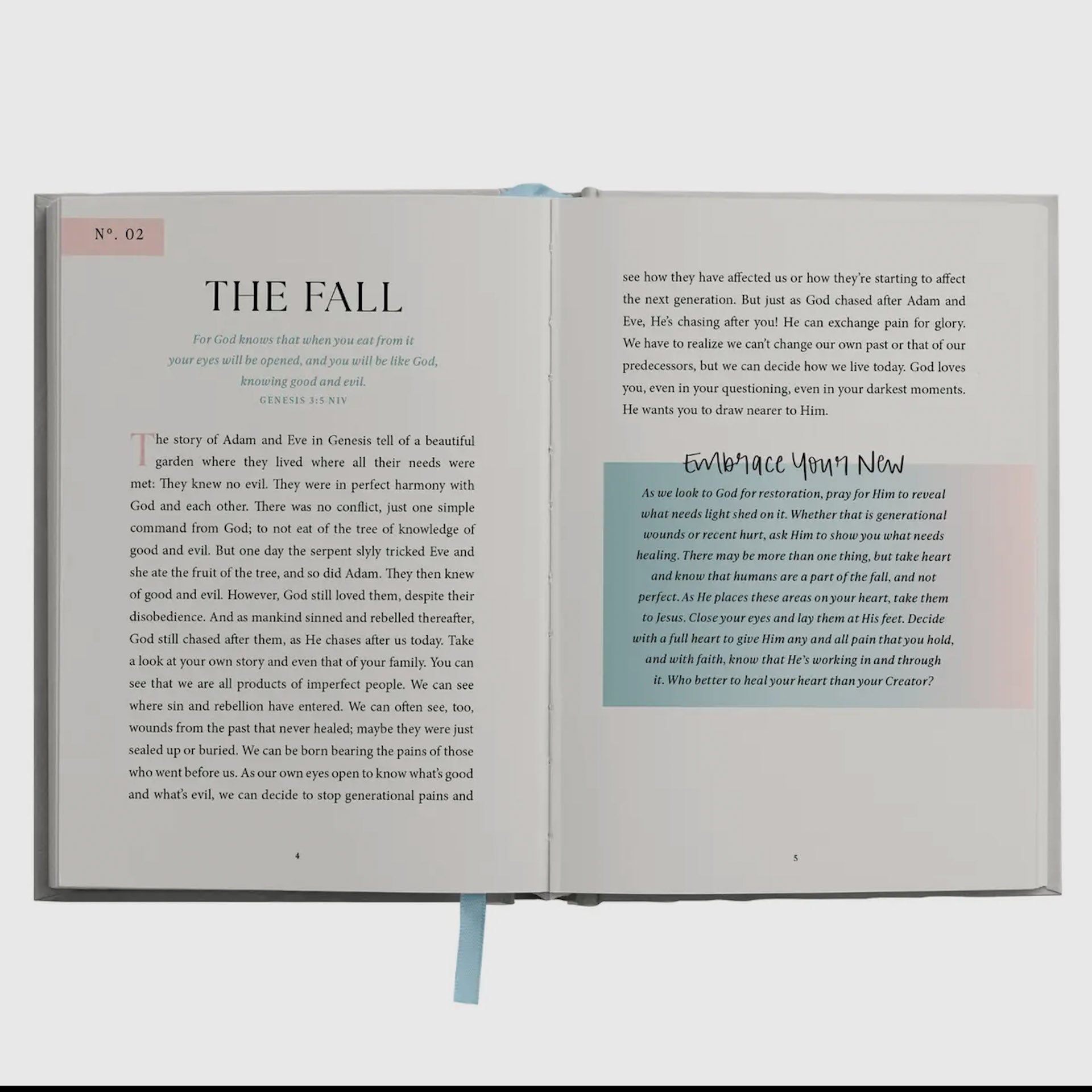Open book with text on a white background