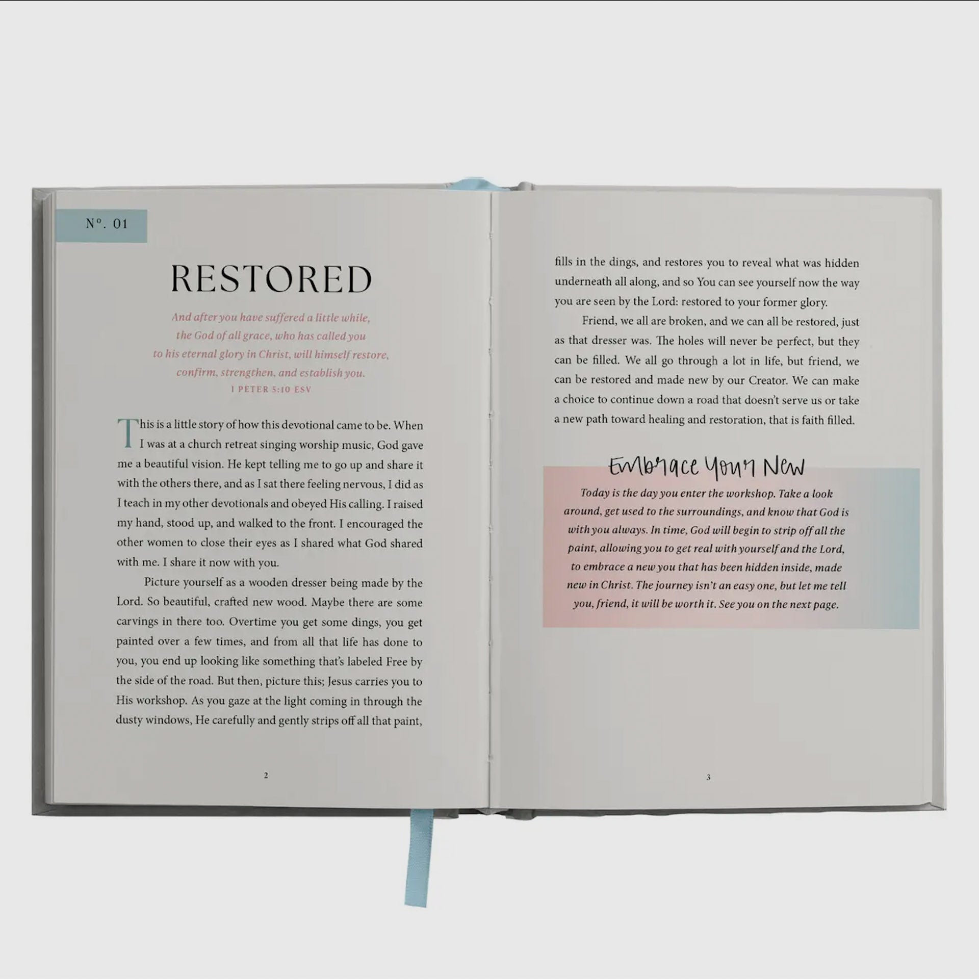 Open book with text on a white background