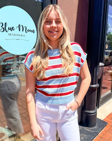 Entro Americana Striped Sweater - Shopbluemoonbentonville