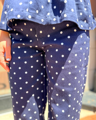 Entro Navy Polka Dot Twill Pants - Shopbluemoonbentonville