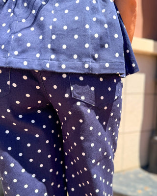 Entro Navy Polka Dot Twill Pants - Shopbluemoonbentonville
