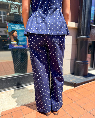 Entro Navy Polka Dot Twill Pants - Shopbluemoonbentonville