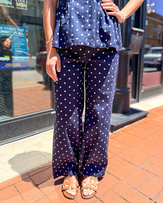 Entro Navy Polka Dot Twill Pants - Shopbluemoonbentonville