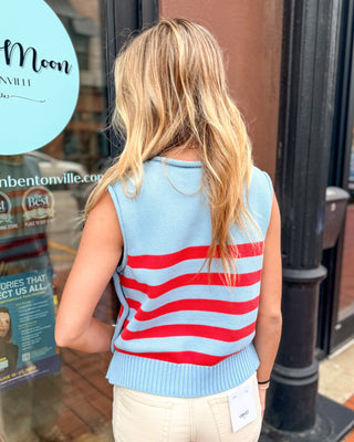 Entro Patriotic Stripe Sleeveless Sweater - Shopbluemoonbentonville