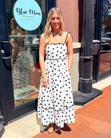 Entro Polka Dot Scalloped Midi Sundress - Shopbluemoonbentonville