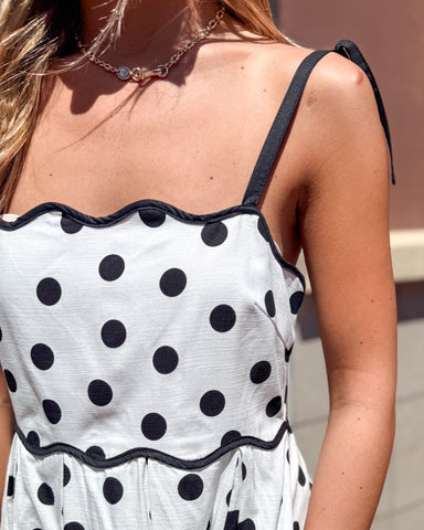 Entro Polka Dot Scalloped Midi Sundress - Shopbluemoonbentonville