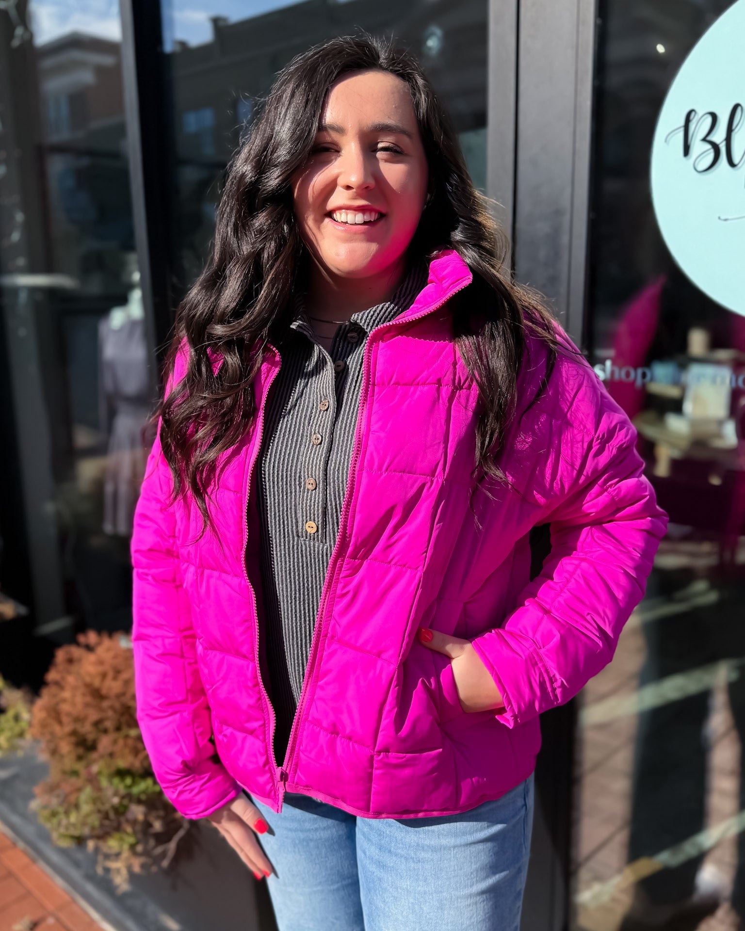 Fuchsia Puffer Coat