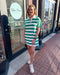 Green and White Striped Polo Mini Dress