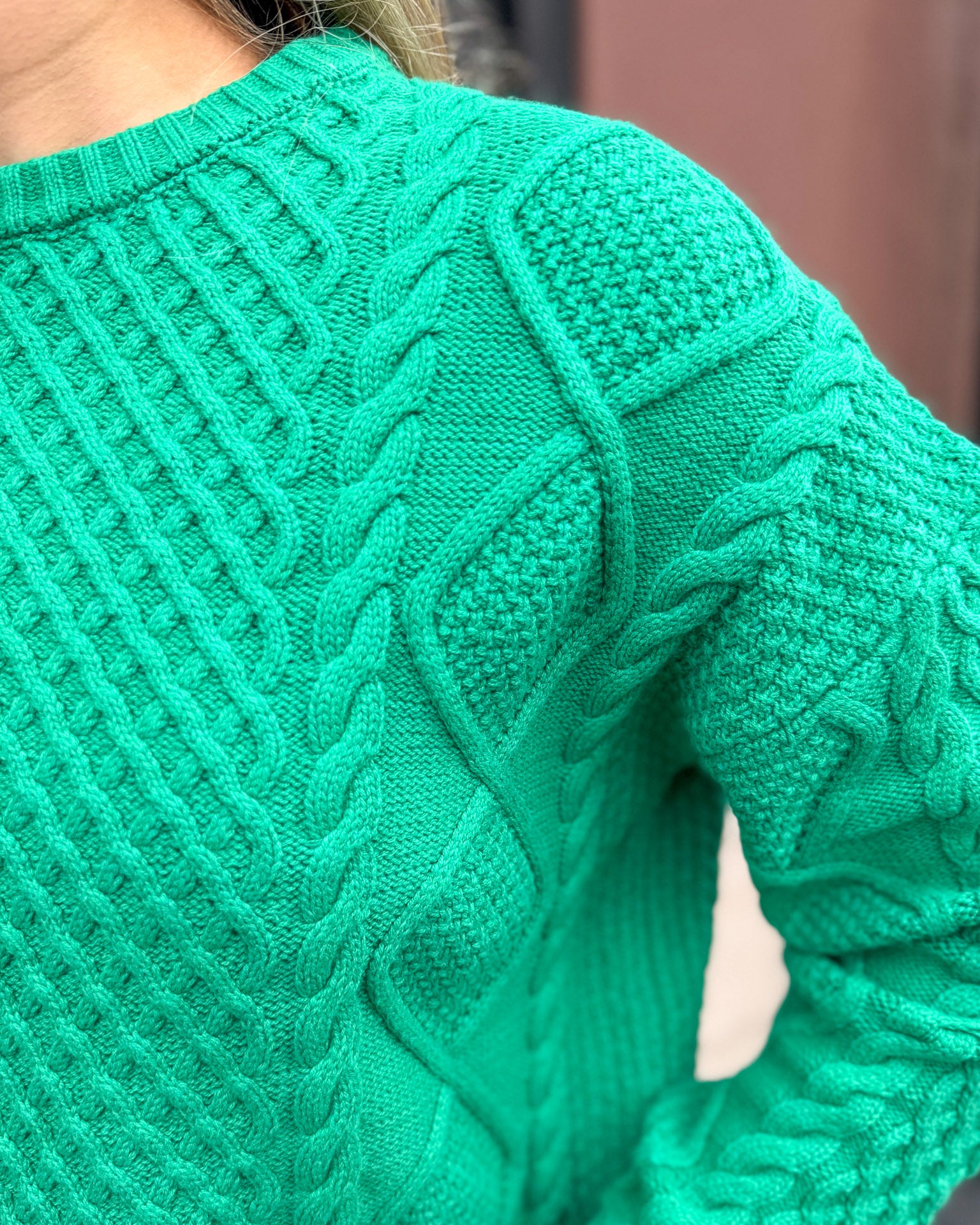 Green Cable-Knit Sweater