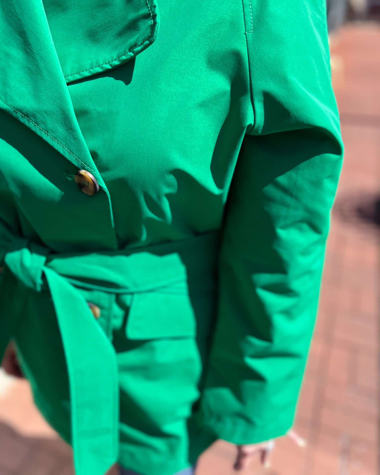 Green Mid-Length Trench Coat