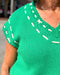 Green SS Sweater w/ Contrast Stitching 