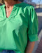 Green Top with Split Band Collar