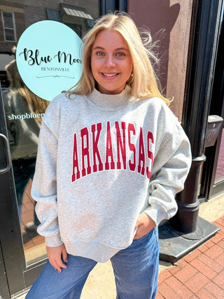 Grey Razorbacks Tall Boy Reversible Sweatshirt - Blue Moon Bentonville