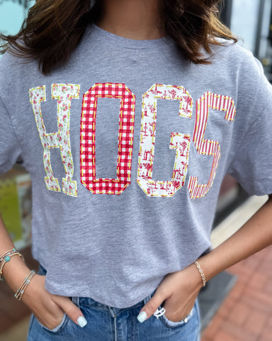 Grey Quilted Hogs Cropped T-shirt