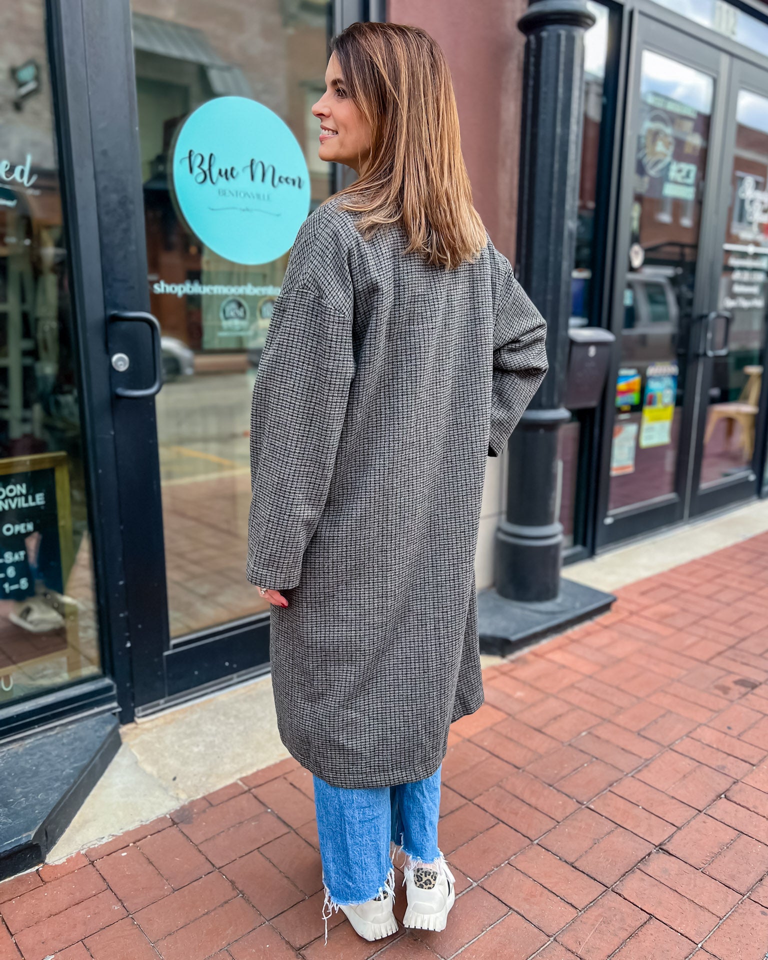 Grey Check Oversized Coat 