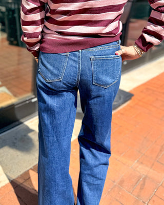 High Rise Front Patch Wide Trouser Jeans - Blue Moon Bentonville