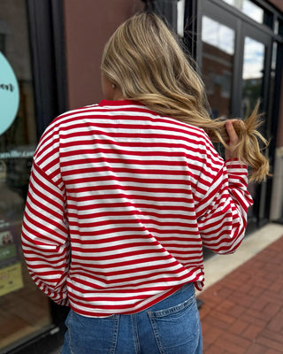 Hogs Red/White Stripe Long Sleeve T-shirt - Blue Moon Bentonville