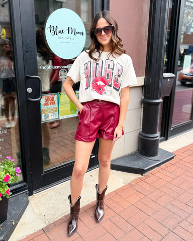 Garnet Faux Leather Shorts