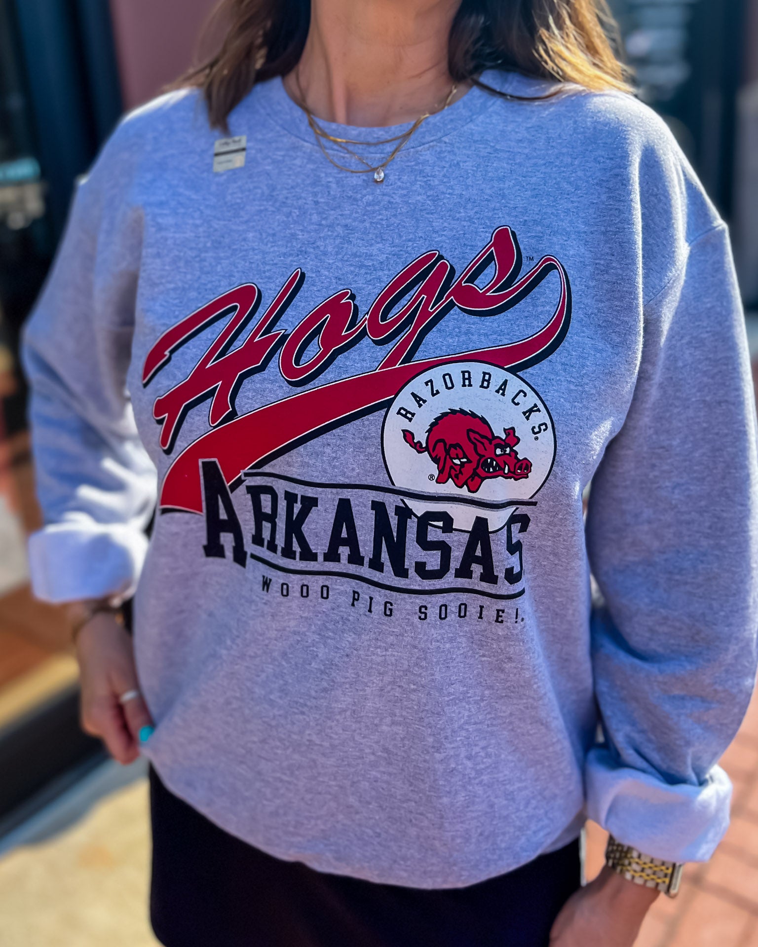 Hogs Script Grey Sweatshirt