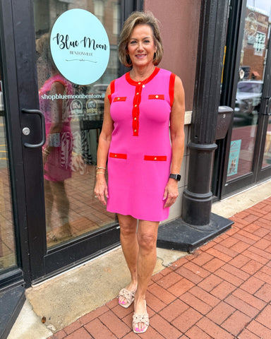 Hot Pink Red Shift Dress