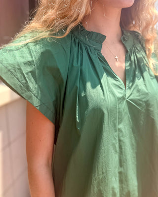 Hunter Green Ruffled Mini Dress - Blue Moon Bentonville