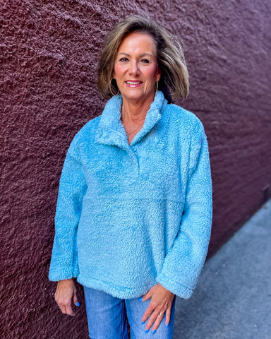 Ice Blue Sherpa Pullover