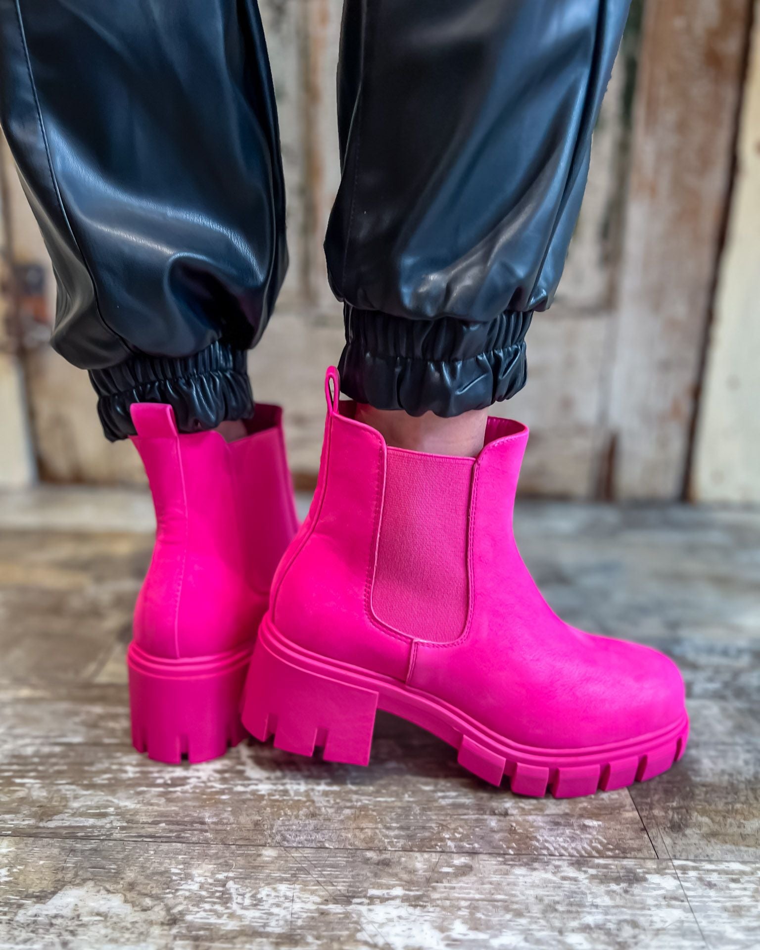 Hot Pink Bruss Chunky Boots