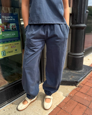 Indigo hand-dyed cotton stretch joggers