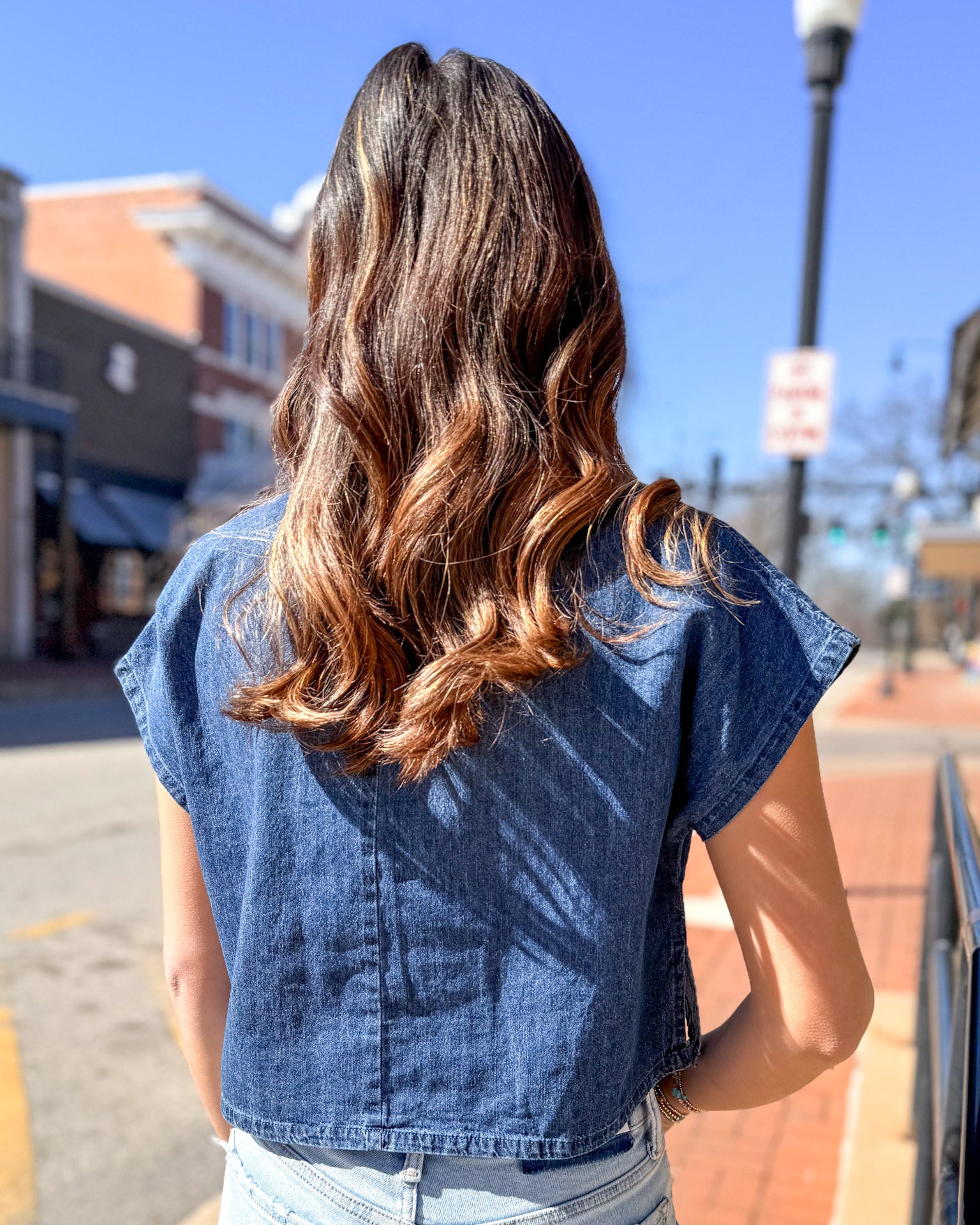 Indigo Blue Patchwork Flag Top