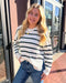 Ivory/Black Striped Boatneck Sweater