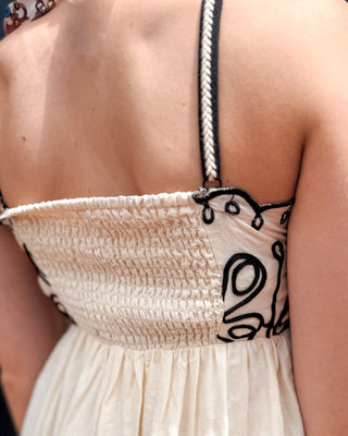 Ivory Embroidered Scallop Trim Maxi Dress - Shopbluemoonbentonville