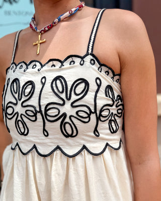 Ivory Embroidered Scallop Trim Maxi Dress - Shopbluemoonbentonville