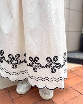 Ivory Embroidered Scallop Trim Maxi Dress - Shopbluemoonbentonville
