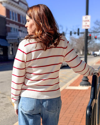 Ivory/Red Tie - Front Cardigan - Shopbluemoonbentonville
