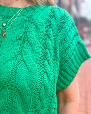 Kelly Green Cable-Knit Sweater