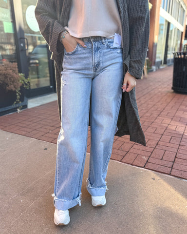 Kris High Rise Cuffed Baggy WideJeans