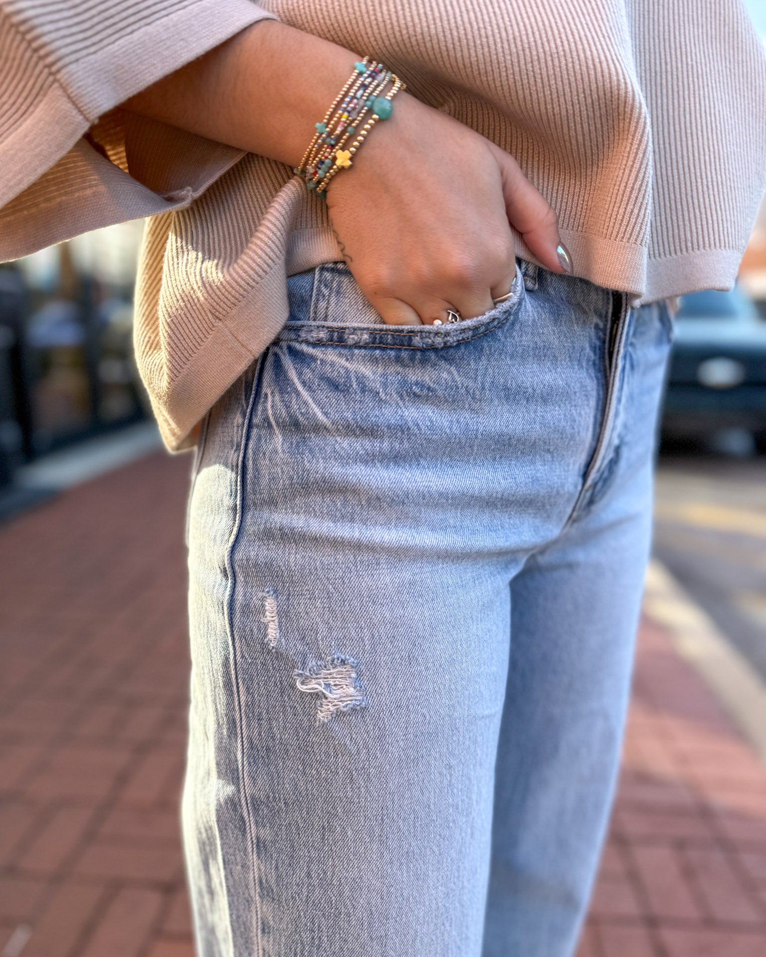 Kris High Rise Cuffed Baggy WideJeans