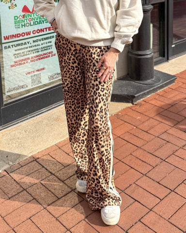 Leopard Track Pants w/Sporty Stripe
