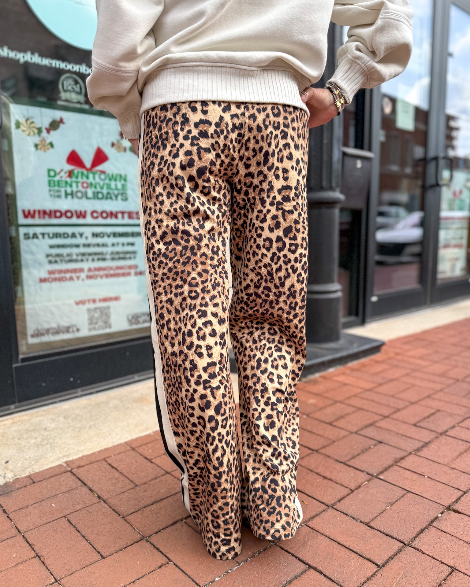 Leopard Active Pants w/Sporty Stripe
