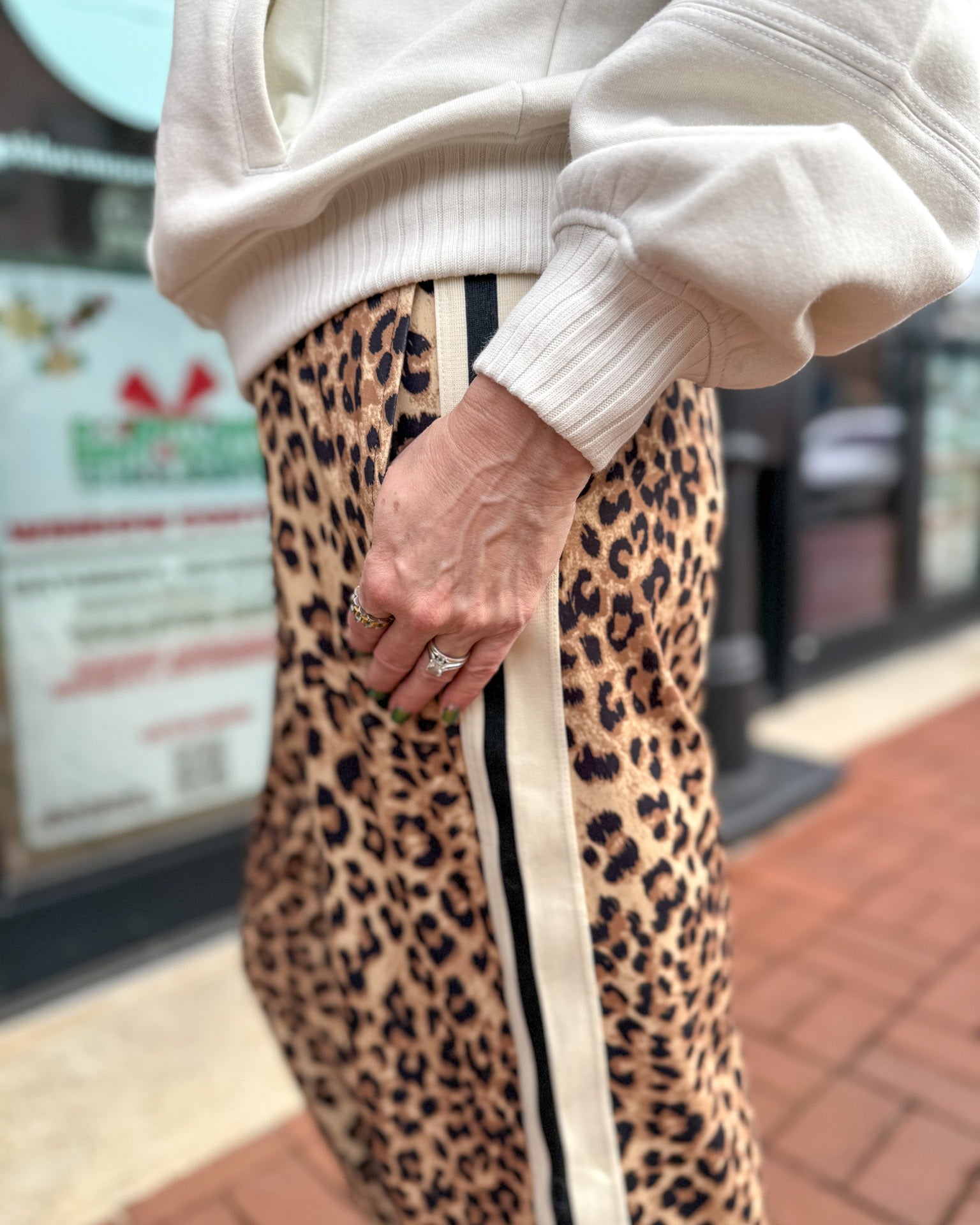 Leopard Active Pants w/Sporty Stripe