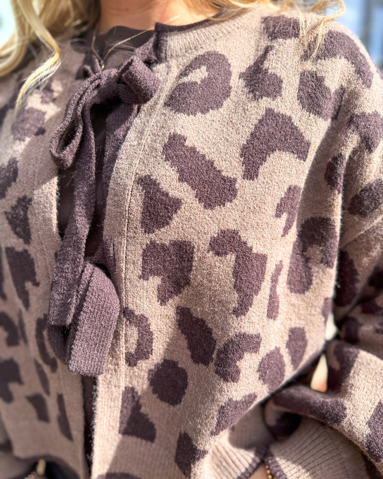 Leopard  Bow Tie Cardigan