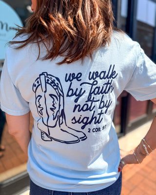 Light Blue Walk by Faith T-shirt - Blue Moon Bentonville
