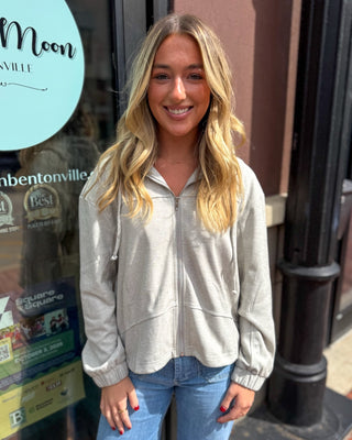 Light grey zip front hoodie