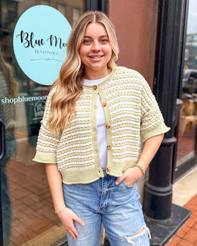 Light Olive Crochet Cardigan