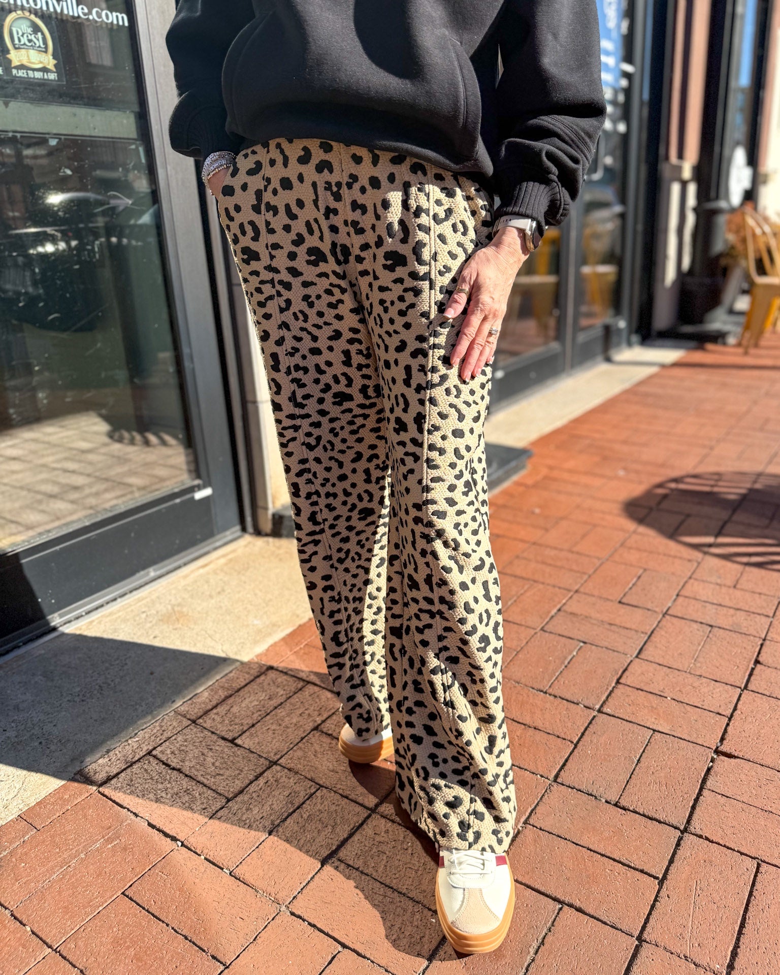 Lt. Taupe Leopard Wide Leg Pants