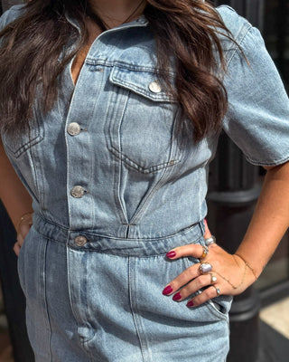 Light Wash Denim Utility Dress - Blue Moon Bentonville