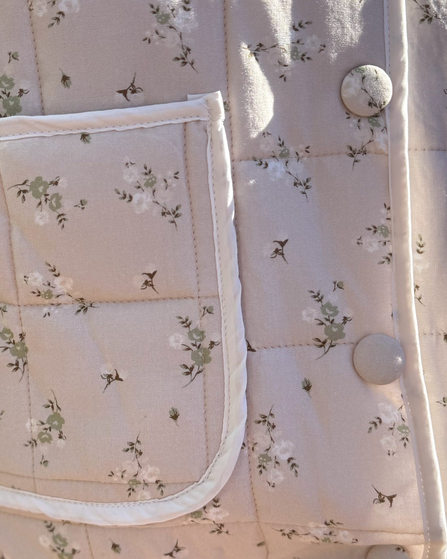 Lt. Khaki Quilted Floral Jacket