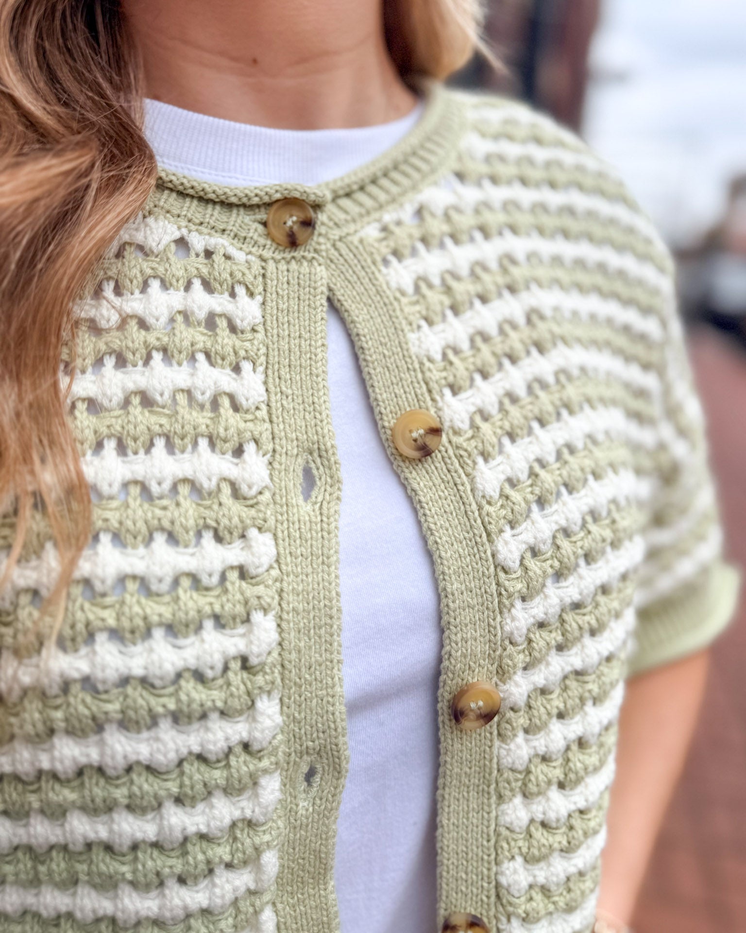 Light Olive Crochet Cardigan