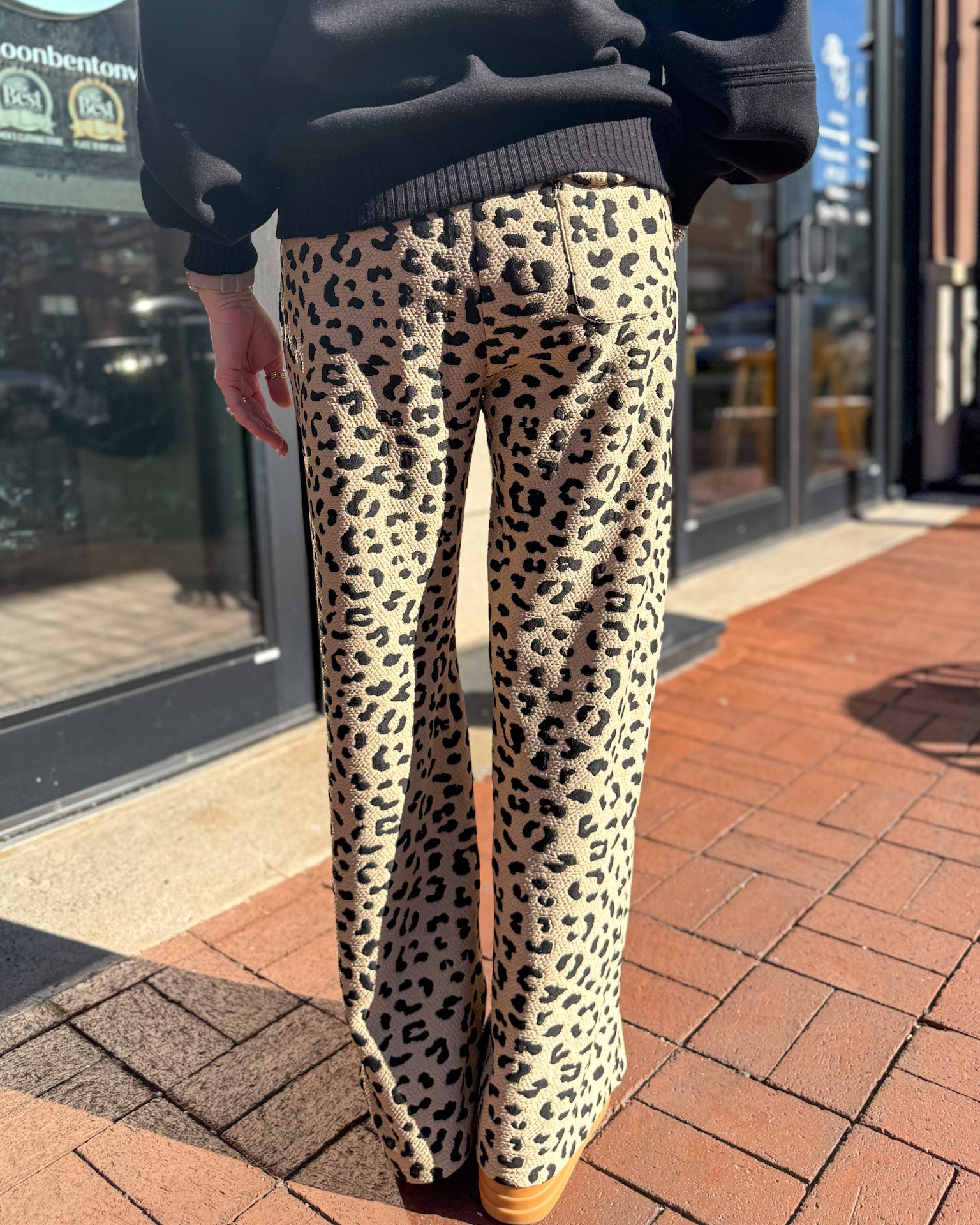 Lt. Taupe Leopard Wide Leg Pants